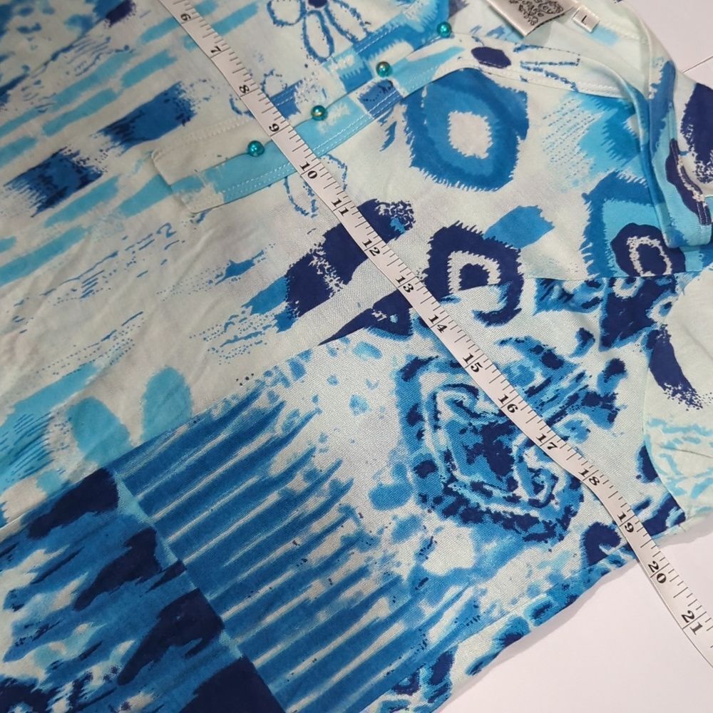 Parsley & Sage Top Womens Large Blue White Art Tunic - Picture 8 of 9